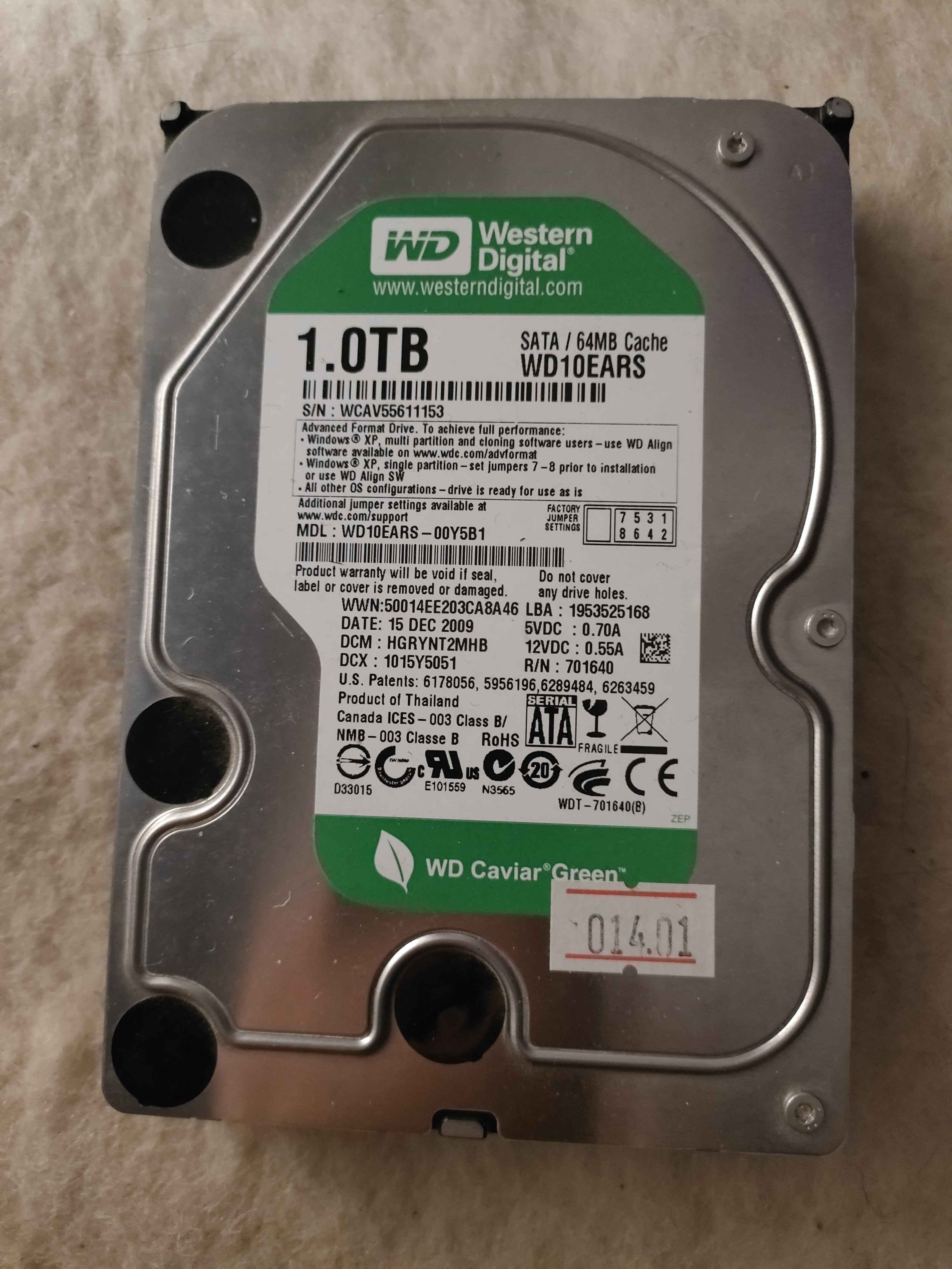 WD Caviar Green 1 TB SATA II 64 MB ~5400 rpm